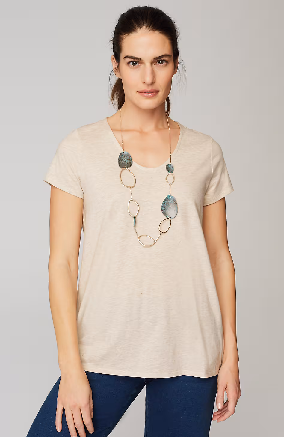 Pure Jill Side-Slit Elliptical Tee